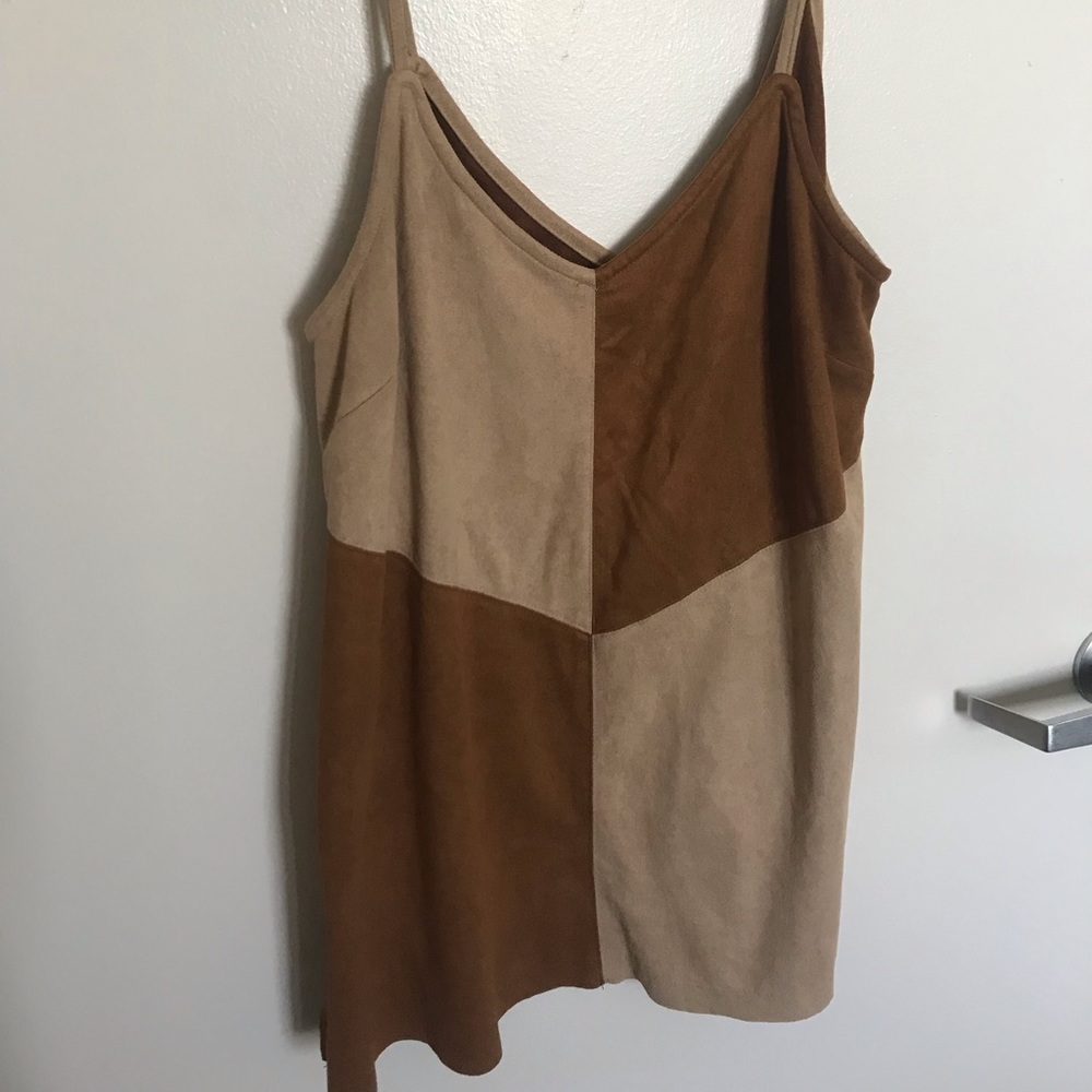 Suede Color-Blocked Tank Top